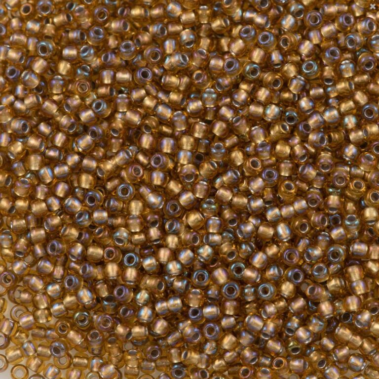 Toho Round Seed Bead 11/0 Topaz Inside Color Lined Gold AB