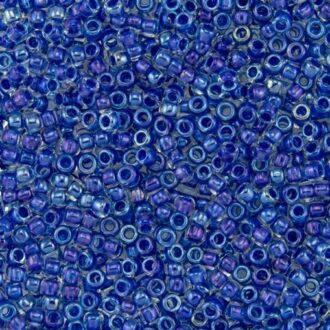 TOHO Round Beads 8/0 Inside-Color Luster Crystal/Caribbean Blue TR-08-189