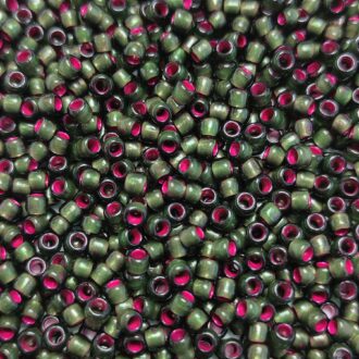 TOHO Round Beads 8/0 Dyed Silver-Lined Pink Frosted Olivine TR-08-2204