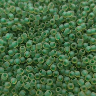 TOHO Round Beads 8/0 Inside-Color Frosted Jonquil/Emerald Lined TR-08-242FM