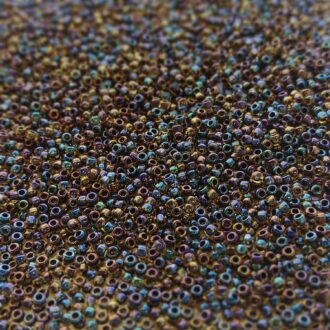 TOHO Round Beads 8/0 Inside-Color Rainbow Jonquil/Jet-Lined TR-08-245