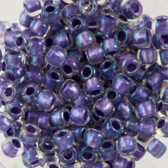 TOHO Round Beads 8/0 Inside-Color Rainbow Crystal/Metallic Purple-Lined TR-08-265