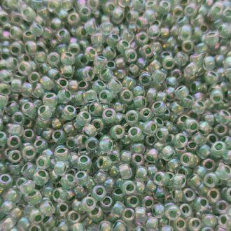 TOHO Round Beads 8/0 Inside-Color Frosted Jonquil/Shamrock-Lined TR-08-699