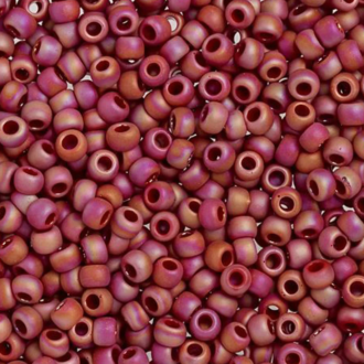 TOHO Round Beads 8/0 Opaque-Rainbow-Frosted Red TR-08-768