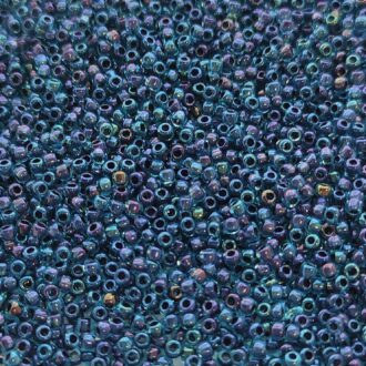 TOHO Round Beads 11/0 Inside-Color Aqua/Jet-Lined TR-11-248