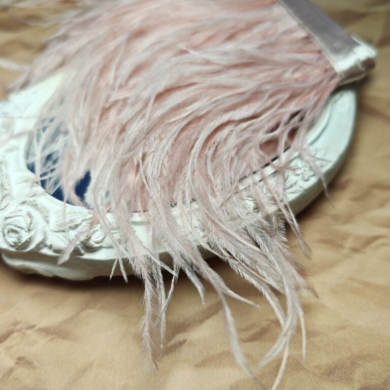 Natural Ostrich Feather Trim, Powder Pink Color, 5 cm