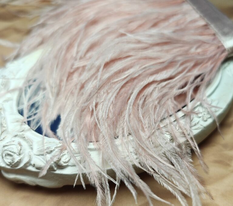 Natural Ostrich Feather Trim, Powder Pink Color, 5 cm