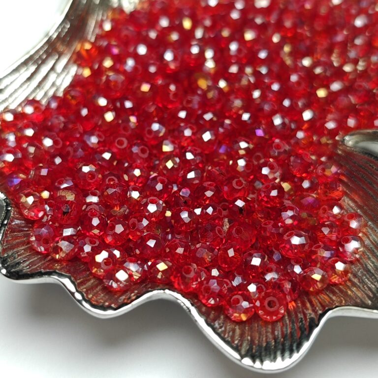 Rondelle Beads 4 mm, Red AB Color