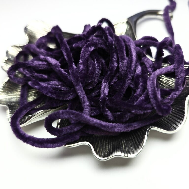 Viscose Chenille Thread, Deep Purple Color, 1m