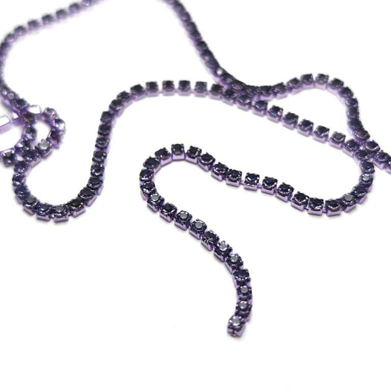 Same Color Cup Chain with Lavender Rhinestones, SS6 (2mm)