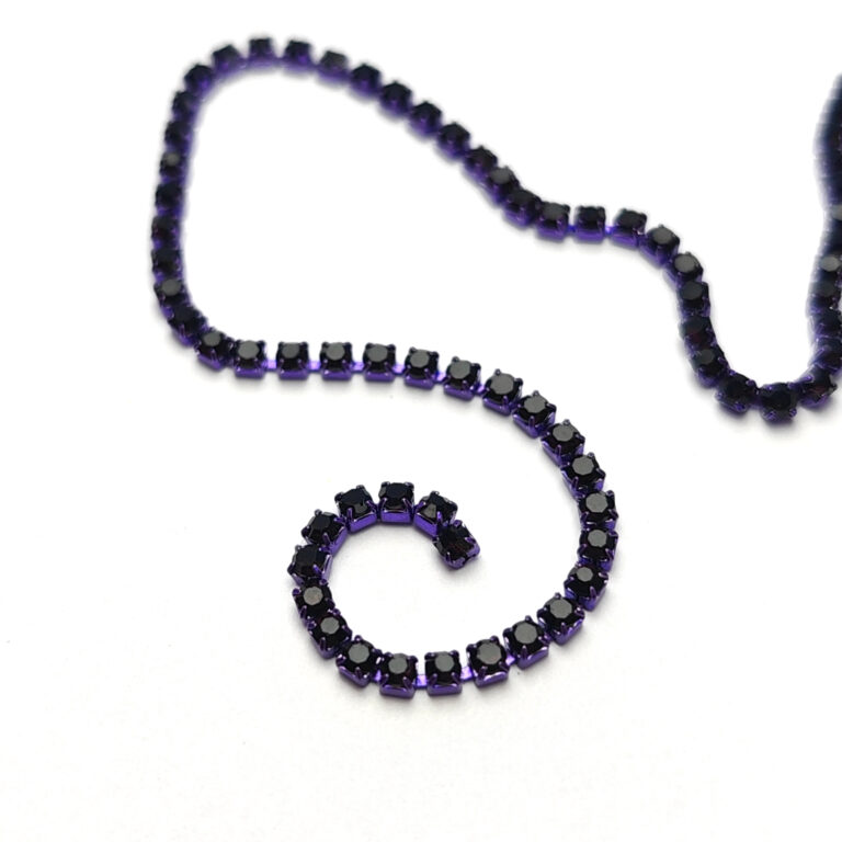 Same Color Cup Chain with Purple Rhinestones, SS6 (2mm)