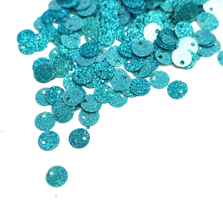 Glitter Fantasy Sequins/Paillettes, Aquamarine Color, Border Hole, 6 mm