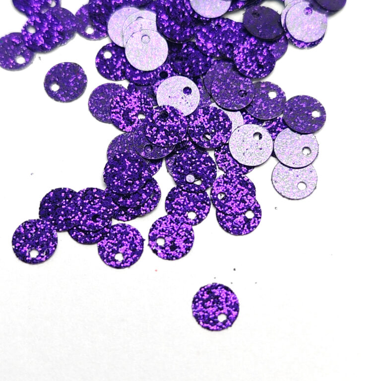Glitter Fantasy Sequins/Paillettes, Purple Color, Border Hole, 6 mm