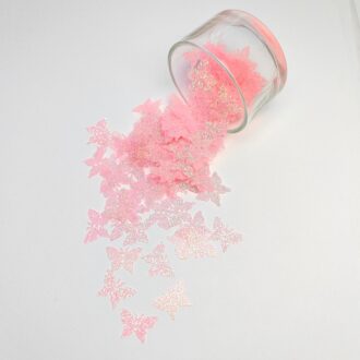 Fantasy Sequins/Paillettes, Light Pink Color, Glitter Butterflies Style Sequins, 12 x 17 mm