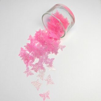Fantasy Sequins/Paillettes, Pink Color, Glitter Butterflies Style Sequins, 12 x 17 mm