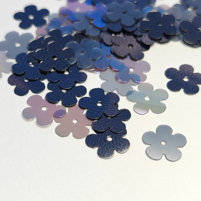 Fantasy Sequins/Paillettes, Mixed and matched Grey Color, "Flat Flower" styled Sequins 10 mm, Made in France by Langlois-Martin, 50 pieces