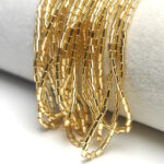 Preciosa-Ornela Glass Tube Seed Beads, 2 Cut Hex, 1.5 mm Bugle Tubes, Gold Color #17020