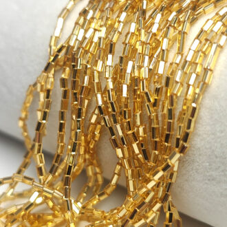 Preciosa-Ornela Glass Tube Seed Beads, 2 Cut Hex, 2 mm Bugle Tubes, Gold Color #17020