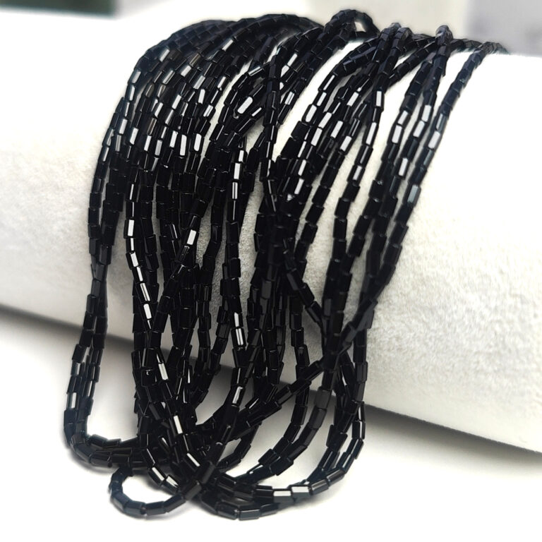 Preciosa-Ornela Glass Tube Seed Beads, 2 Cut Hex, 2 mm Bugle Tubes, Black Color #23980