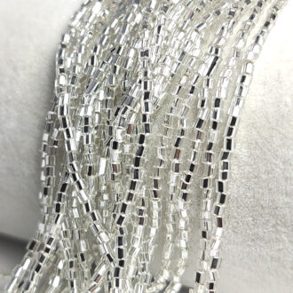Preciosa-Ornela Glass Tube Seed Beads, 2 Cut Hex, 1.5 mm Bugle Tubes, Silver Color #78102